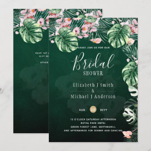 Convite Casamento de Folha Floral Rosa Verde Tropical Leah