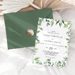 Convite Casamento de Folhagem Botânica Moderna<br><div class="desc">Este convite de casamento de folhagem botânica dos verdes modernos é perfeito para um casamento tropical. Esta design de aquarela pintada à mão apresenta uma bela folhagem verde bem organizada em quadros únicos.</div>
