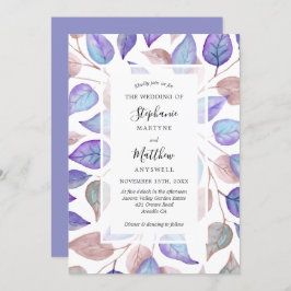 Convite Casamento de Folhagem com Folhas de Púrpuras de Mo