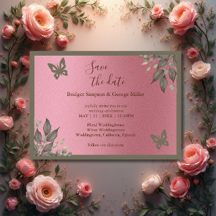 Convite casamento de folhagem cor-de-rosa-sonho seguro a d