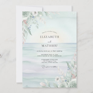 Convite Casamento de Folhagem Costeira Aqua Eucalipto