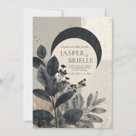 Convite Casamento de Folhagem de Abstrato Moderno