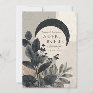 Convite Casamento de Folhagem de Abstrato Moderno