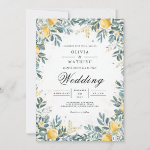 Convite Casamento de Folhagem de Citrino Dourado