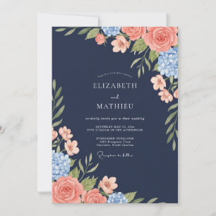 Convite Casamento de Folhagem de Eucalipto Coral Marinho