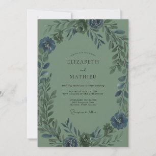 Convite Casamento de Folhagem de Eucalipto Oliva Ardósia