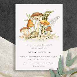 Convite Casamento de Folhagem de Fern, Rust Orange Mushroo