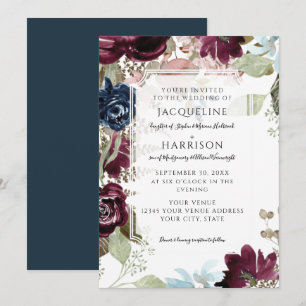 Convite Casamento De Folhagem De Folhagem De Blush Floral 