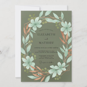 Convite Casamento de Folhagem de Hortelã Musgo