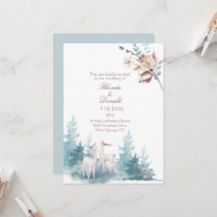 Convite Casamento de Folhagem de Inverno e Vedante