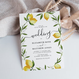 Convite casamento de folhagem de limão-limão-verde-aquarel