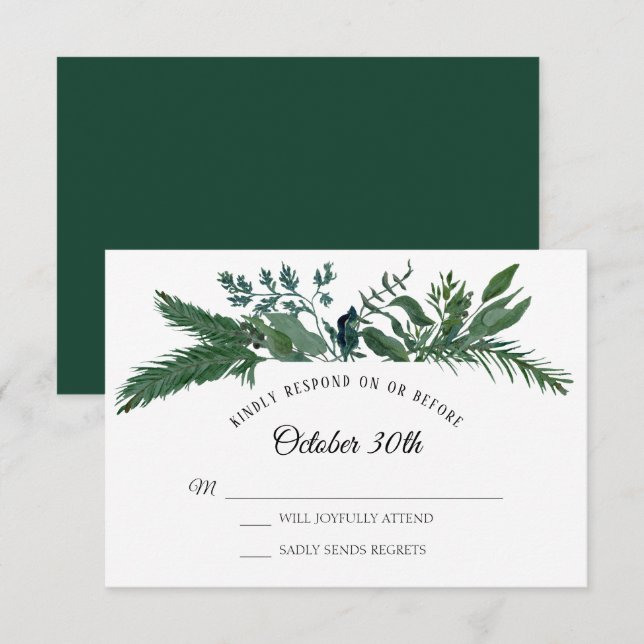 Convite Casamento de Folhagem de Montanha Florestal de Inv (Frente/Verso)