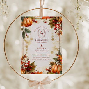 Convite Casamento de Folhagem de Outono