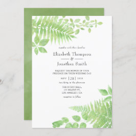 Convite Casamento de Folhagem de Watercolor Greenery