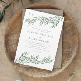 Convite Casamento de Folhagem Elegante Greenery