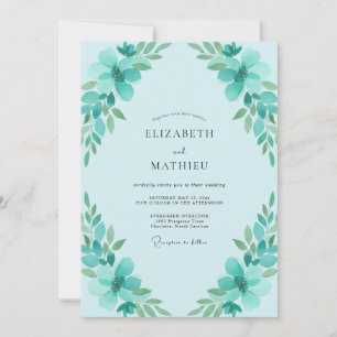 Convite Casamento de Folhagem Eucalipto Aqua