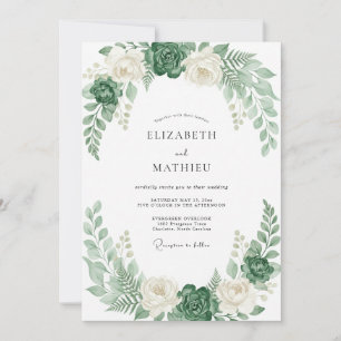 Convite Casamento de Folhagem Suculenta de Musgo