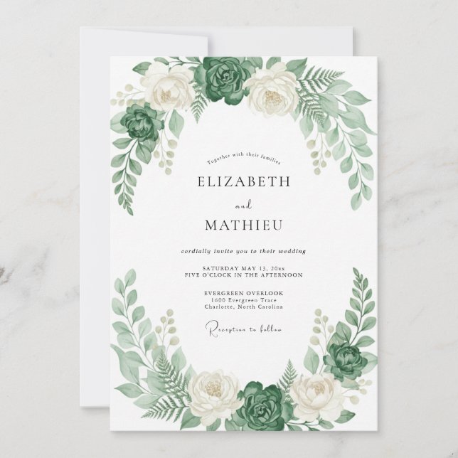 Convite Casamento de Folhagem Suculenta de Musgo (Frente)