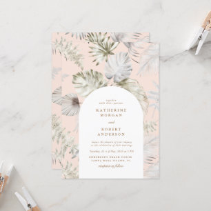 Convite Casamento de Folhagem Tropical de Silver Luxurioso