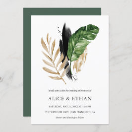 Convite Casamento de Folhagem Tropical Greenery