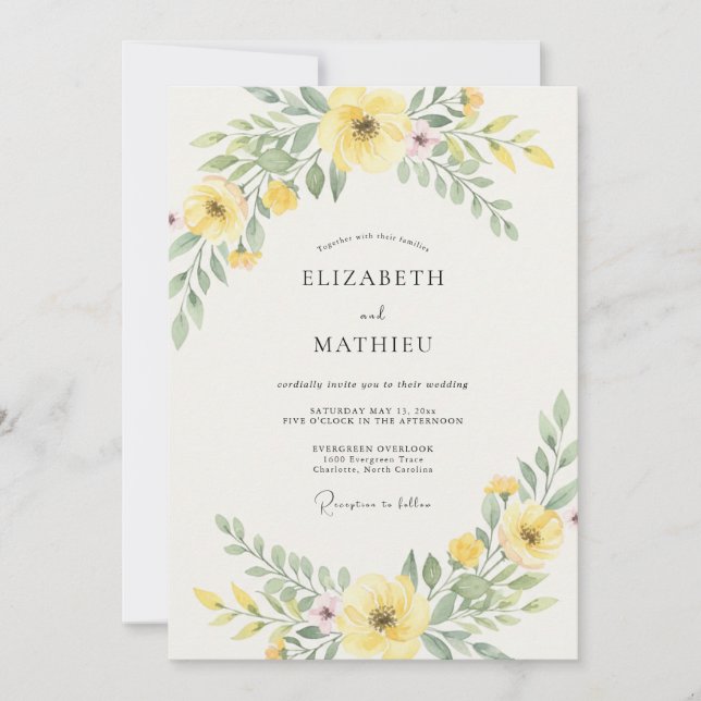 Convite Casamento de Folhas Amarelas Macias (Frente)