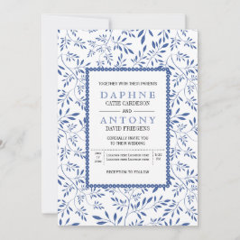 Convite Casamento de folhas azuis do índio moderno