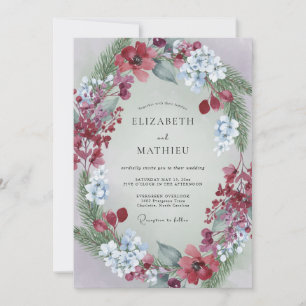 Convite Casamento de Folhas de Aço Carmesim