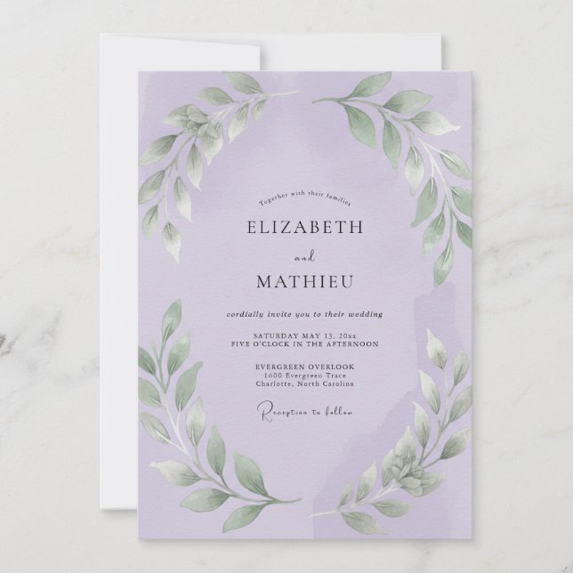 Convite Casamento de Folhas de Ámbar Jardim (Frente)