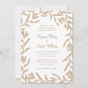 Convite Casamento de Folhas de Aquarela de Outono
