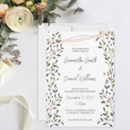 Convite Casamento de Folhas de Aquarela e Verdura