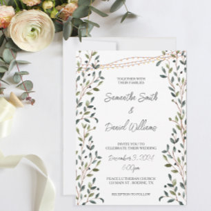 Convite Casamento de Folhas de Aquarela e Verdura