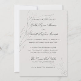 Convite Casamento De Folhas De Cinza Elegante
