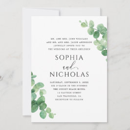 Convite Casamento de Folhas de Eucalipto. Jardim de Verdur
