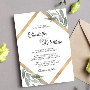 Convite Casamento de Folhas de Folha Elegante Branches de 
