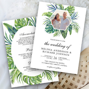 Convite Casamento de Folhas de Palmeira Monstera Tropical