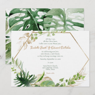 Convite Casamento de Folhas de Palmeira Tropicais Geométri