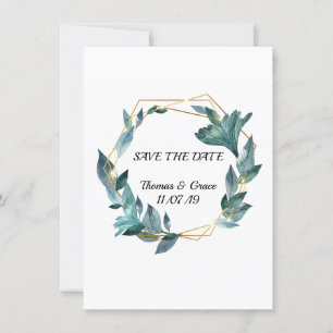 Convite Casamento de Folhas Enquadradas com Aquarela Adorá