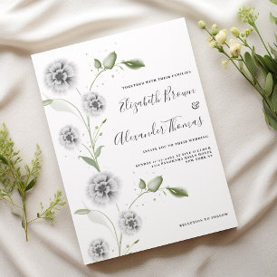Convite Casamento de folhas florais branco de hortelã