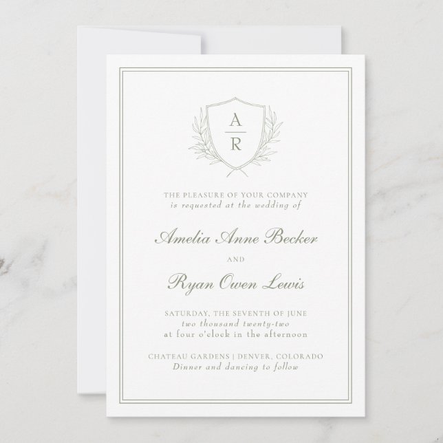 Convite Casamento de Folhas Mínimas Elegantes (Frente)