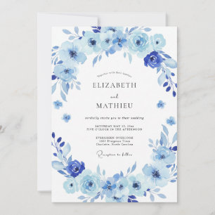 Convite Casamento de Folhas Pintadas de Periwinkle