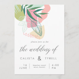 Convite Casamento de Folhas Tropicais Modernas Abstrato