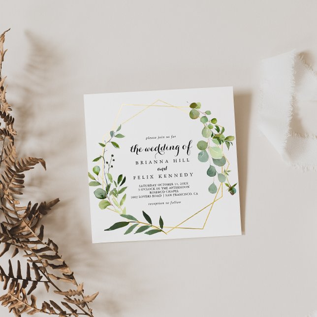 Convite Casamento de Folhas Verdes Tropicais (Criador carregado)