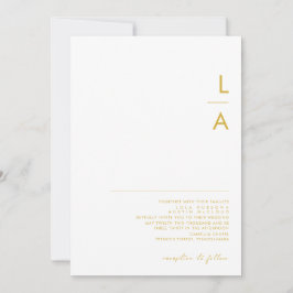 Convite Casamento de Font Monograma Dourado Minimalista Mo