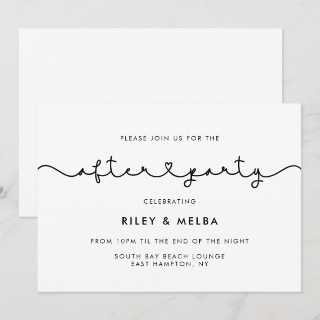 Convite Casamento de fontes cardíacas de ligação encurtada (Frente/Verso)