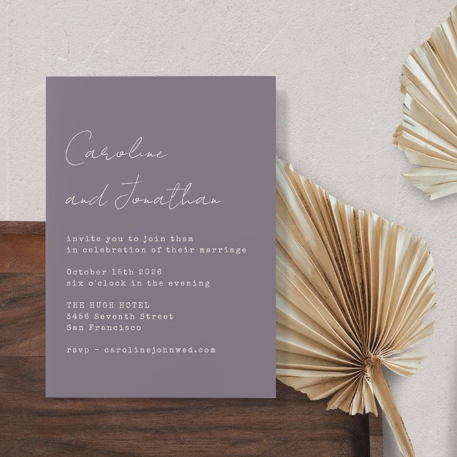 Convite Casamento de Fontes com Script de Máquina Roxo Min (Criador carregado)