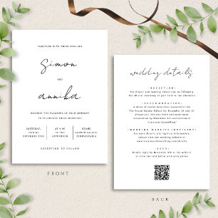 Convite Casamento de Fontes Modernas Elegante All-in-One