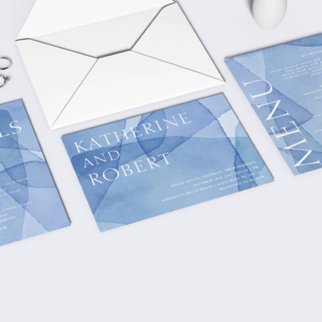Convite Casamento de Formas de Aquarela Moderna Elegante (Criador carregado)