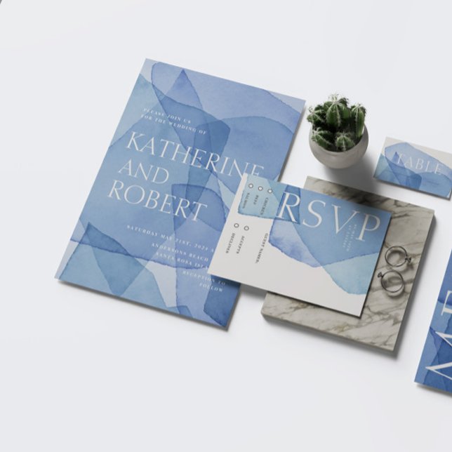 Convite Casamento de Formas de Aquarela Moderna Elegante (Criador carregado)
