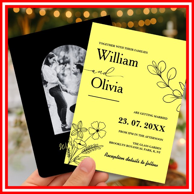 Convite Casamento de Foto Amarelo-Amarelo da Manteiga (Criador carregado)