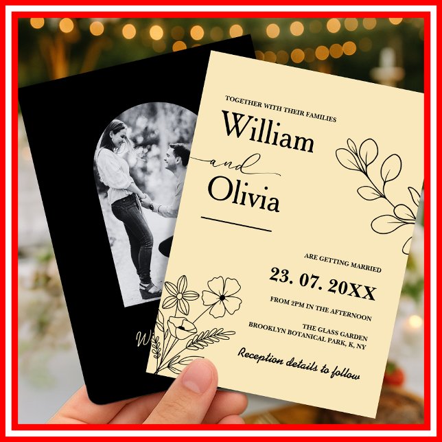 Convite Casamento de Foto Amarelo-Amarelo da Manteiga (Criador carregado)